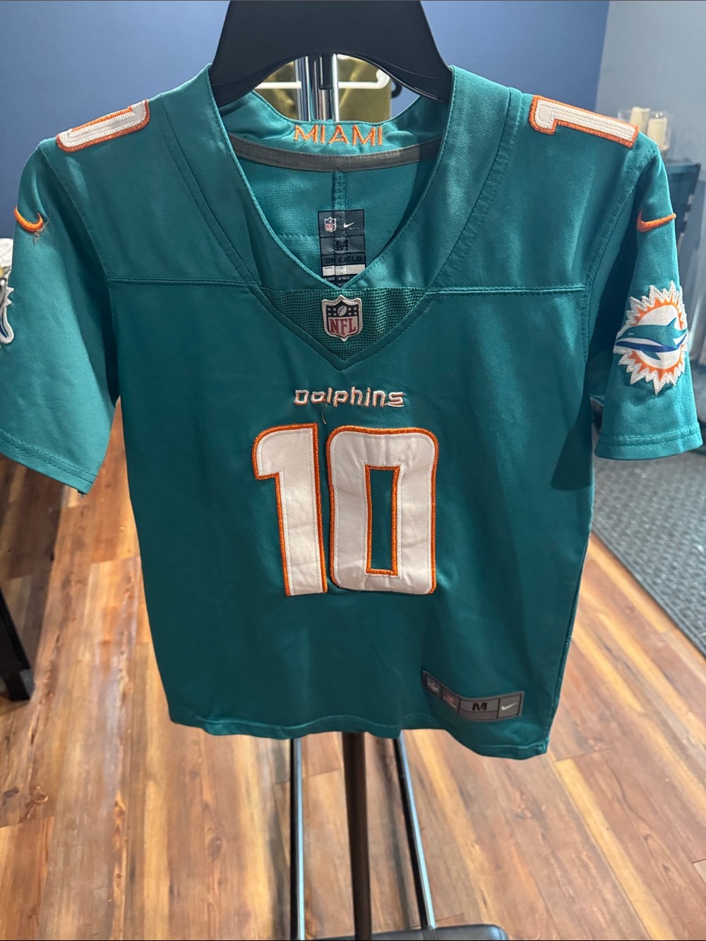 Nike Miami Dolphins #10 Jersey - Teal and White with Orange Trim